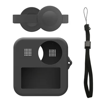 

protector for Gopro max, Protective silicone body case+ lens cap cover lid + wirst strap for Gopro max 360 camera accessories
