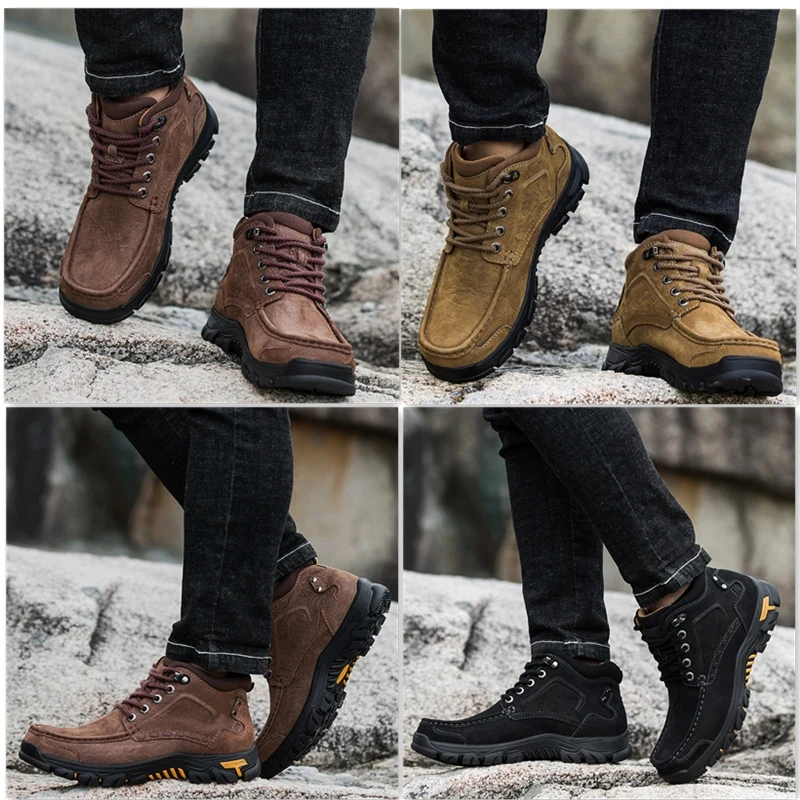 Осенне-зимние уличные ботинки мужская обувь мужские повседневные Нескользящие ботинки на резиновой подошве для взрослых Мужская рабочая обувь, обувь кроссовки