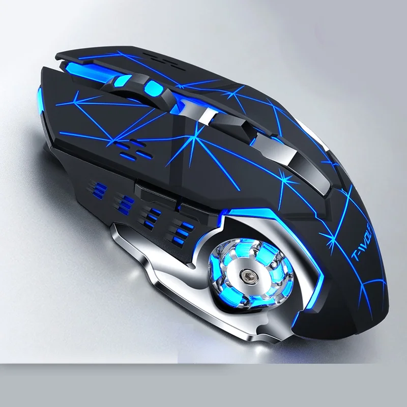 T-WOLF Q13 Rechargeable Wireless Mouse Silent Ergonomic Gaming Mice 6 Keys RGB Backlight 2400 DPI for Laptop Computer Pro Gamer mouse for apple mac Mice
