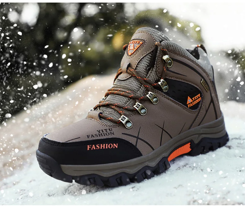 men high top hiking shoes waterproof trekking sneakers mens casual winter warm snow boots man mountain shoes for hunting boots