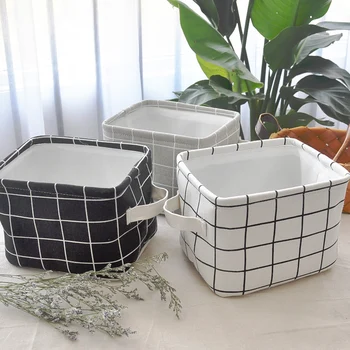 

DUNXDECO Storage Desk Accessories Table Organiser Holder Box Nordic Modern White Black Gray Check Multifunction Container