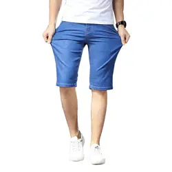 Экстра большие размеры мужские Повседневное джинсовые шорты больших размеров Мужская дышащии эластичные для талии длиной до колена