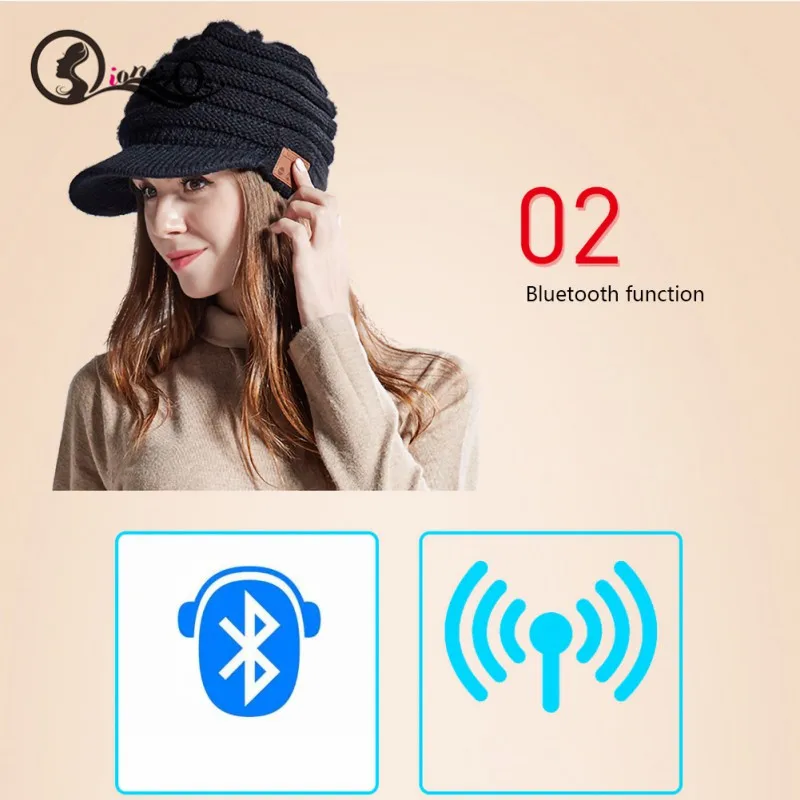 Зимние шапки для женщин, шапка бини, Bluetooth 5,0, наушники, мягкая теплая шапочка, музыкальные наушники, кепка вязаная шапка