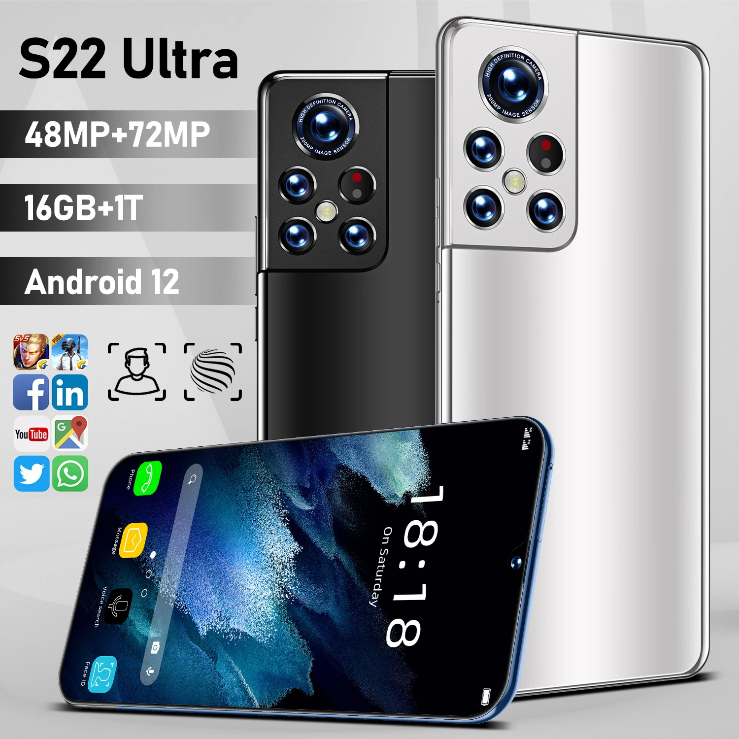 3g android phones 2022 Global Version 6.93 Inch S22 Ultra Full Screen Smartphone 16GB+1TB Android 6800mah 4G5G Dual SIM Unlocked Cellphones motorola moto g cell phone