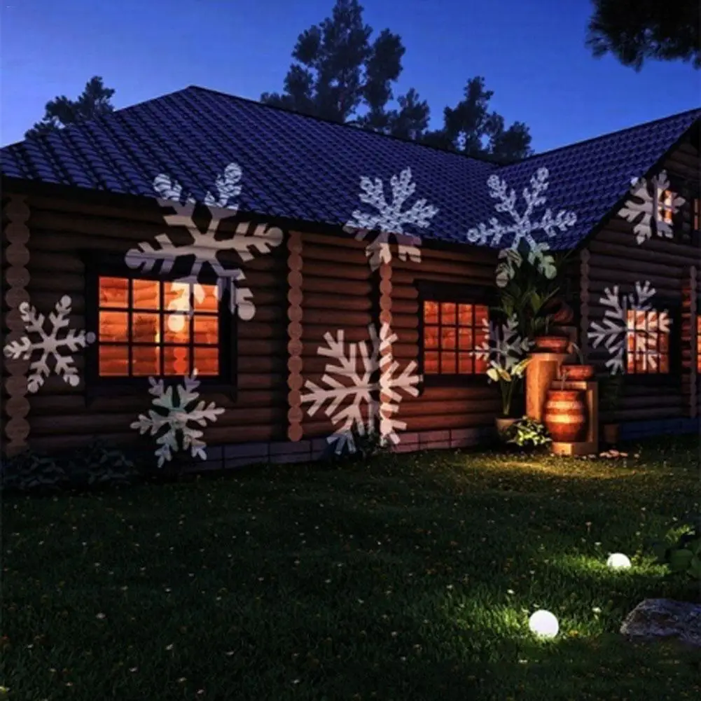 

6 Cards Per Set Snowflake Light Outdoor LED Landscape Film Light Xmas Laser Projector Wall Lamp Moving Sparkling LED