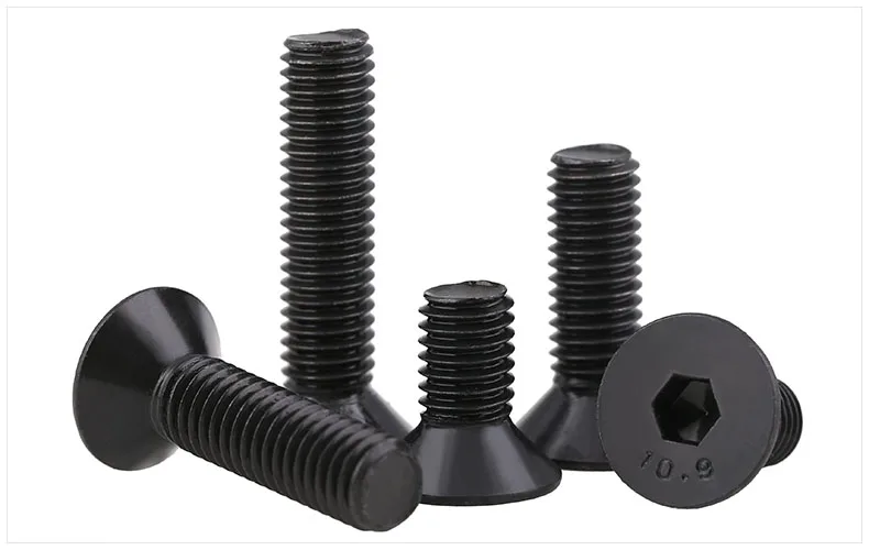 M6x10mm de acero al carbono 10,9 Tornillo Allen de cabeza avellanada 50pcs negro 