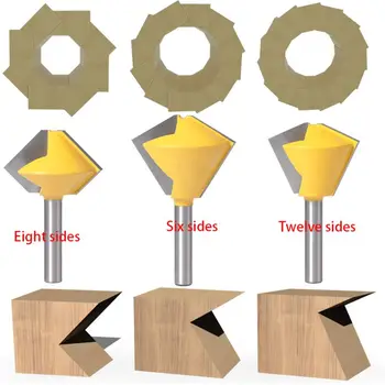 

8mm Shank 6/8/12 Sided Bird's Mouth Router Bit Bearing Milling Flash Trimmer