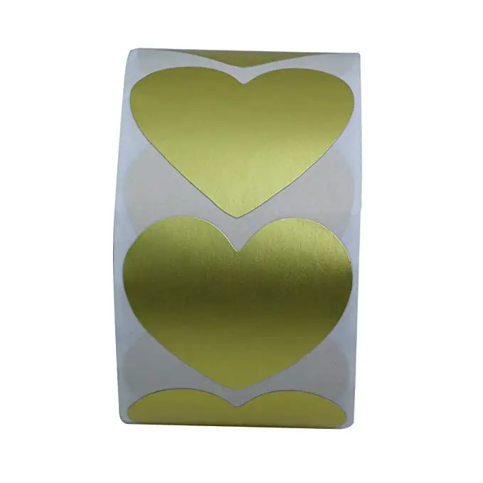 500 шт Золотое любовное сердце наклейки бирки Свадьба День рождения Рождество украшение клей подарочные этикетки для печати посуда для дома