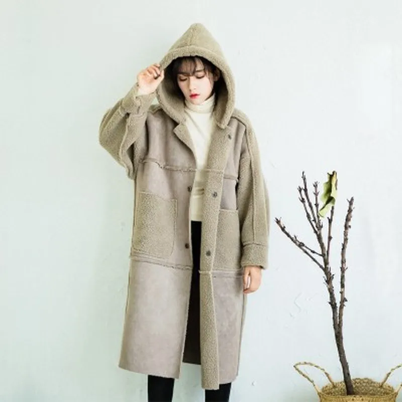 Casaco Feminino 2019 Lam Wollen Jas Herfst Winter Cassic Eenvoudige Wol Maxi Hooded Lange Jas Vrouwelijke Gewaad Bovenkleding Manteau Femme