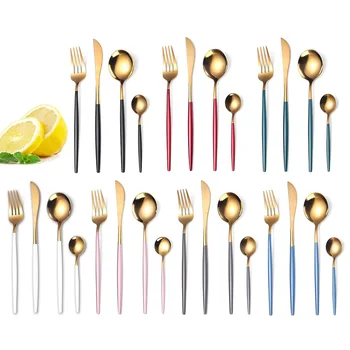 

Stainless Steel Cutlery Flatware Set Reusable Tableware Fork Knife Spoon Set Coffee Spoon
