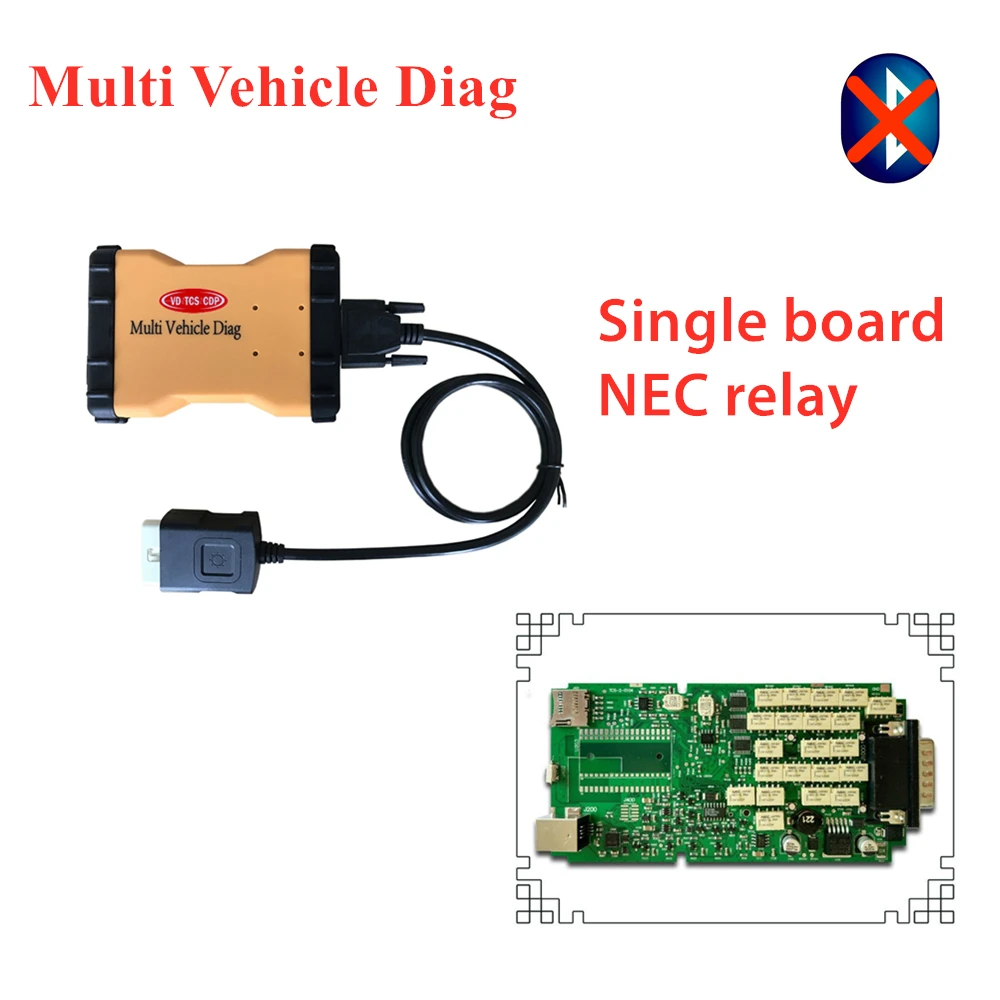 DHL Quality A+ Single Green PCB NEW VCI TCS C-D-P with Bluetooth obd scanner for delphis VD DS150E C-D-P car truck scan tool - Цвет: without bluetooth