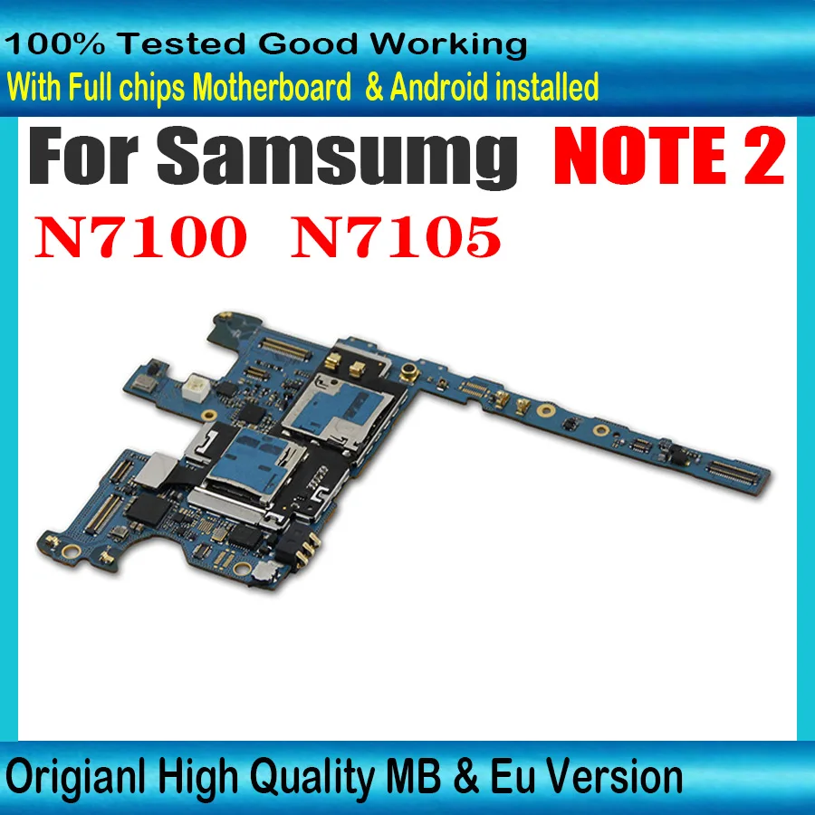 100% оригинал для Samsung Galaxy Note 2 N7100 N7105 материнская плата с чипом 16 Гб Европейский
