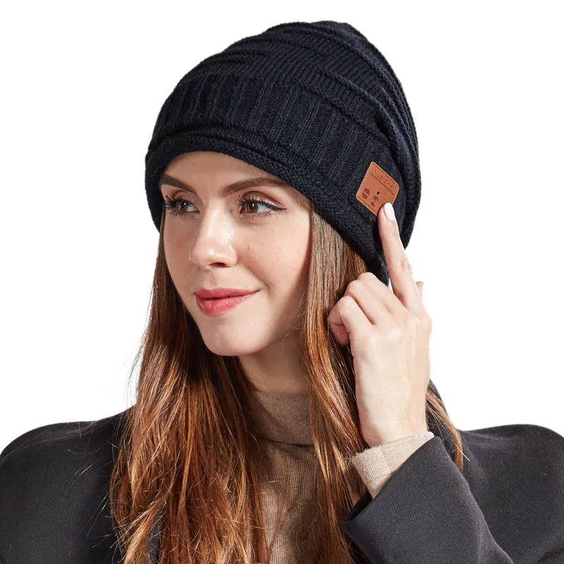Вязаная шапка для Bluetooth V5.0 стерео Музыка беспроводные наушники гарнитура шапочка головной убор