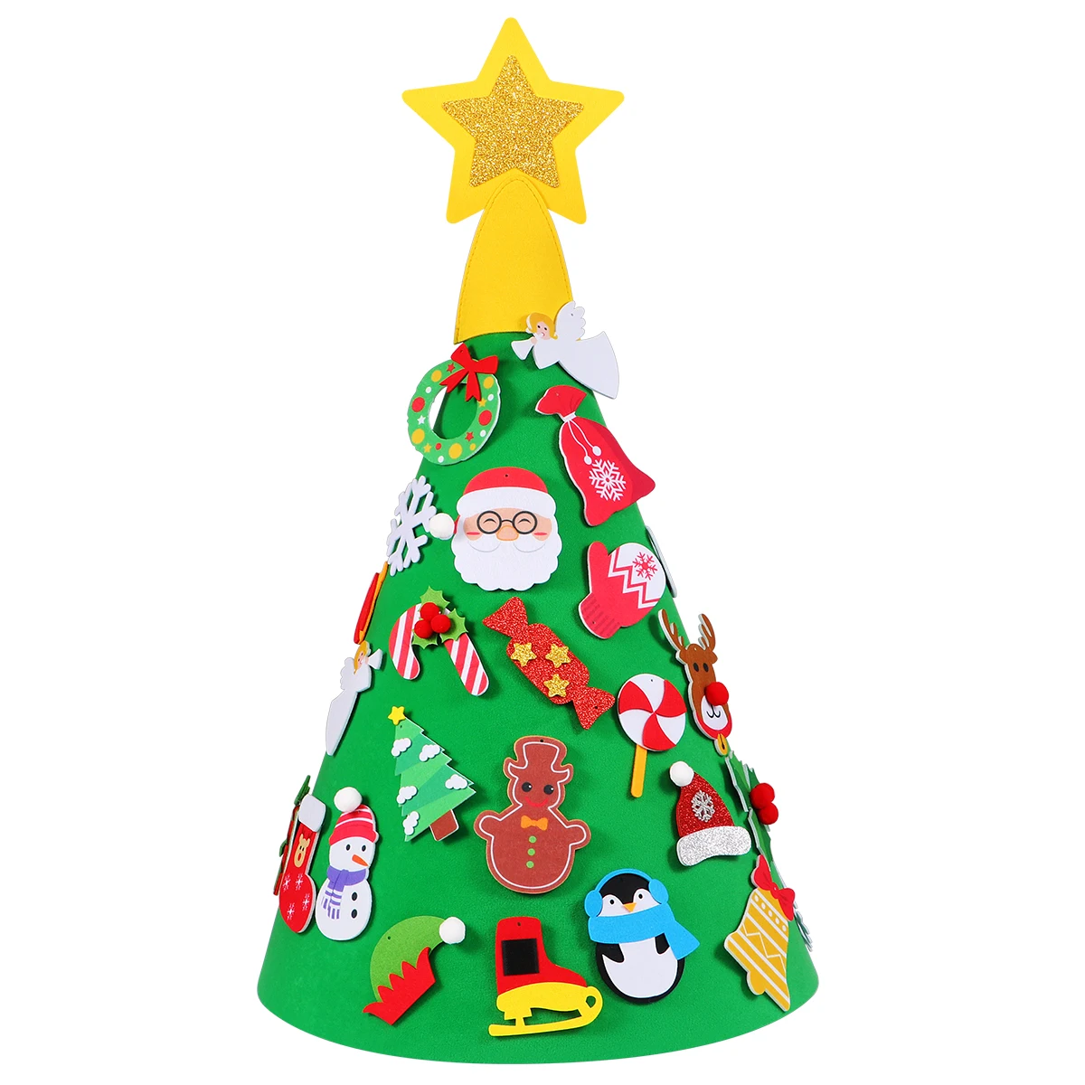 Amosfun фетровая Рождественская елка DIY подвесная Рождественская елка с 32 шт. украшения Настенный декор для детей рождественские подарки украшение для дома