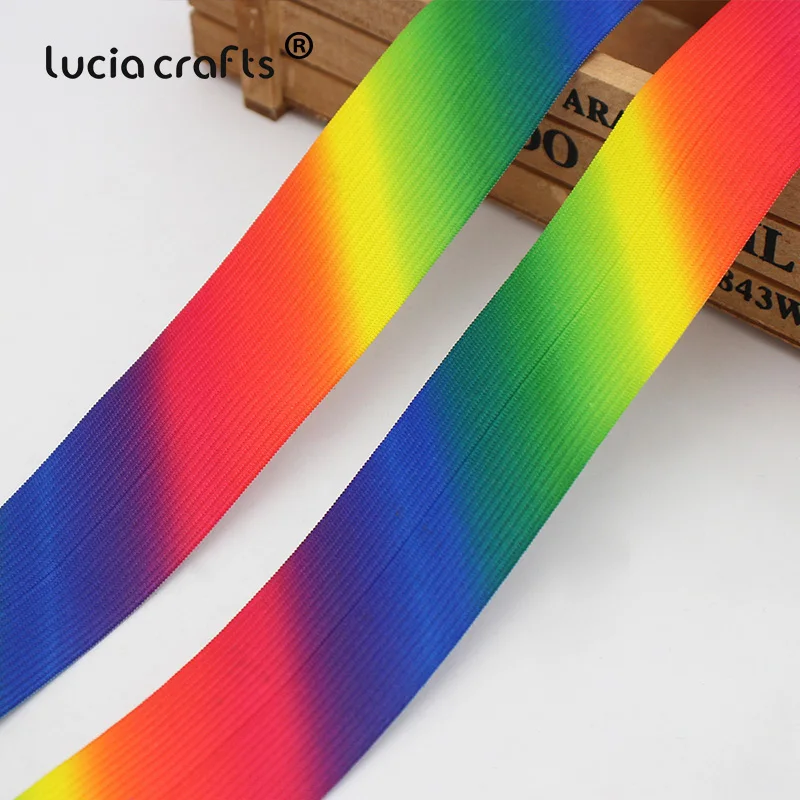 

2yards 38mm Gradient Rainbow Color Elastic Band Trim Stretch Lace DIY Clothing Bags Waist Sewing Tape Hair Accessories S0812