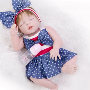 

Full Silicone Vinyl Reborn Baby Doll Realistic Girl newborn bebe doll reborn 23 Inch 57 cm Lifelike reborn todler bathe toy NPK