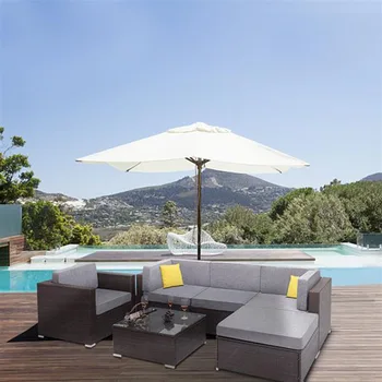 

6 Pieces Patio PE Wicker Rattan Corner Sofa Set