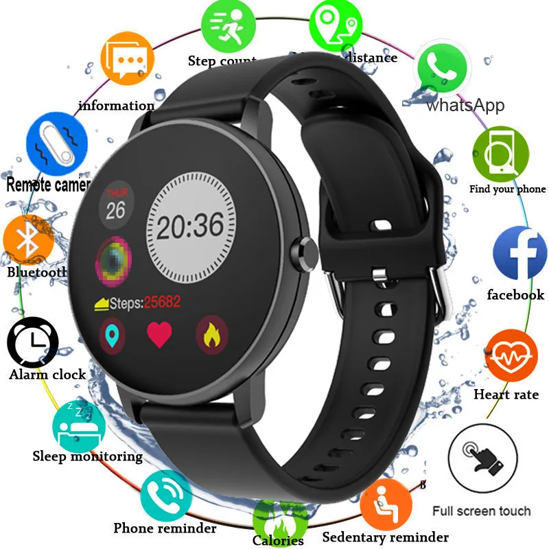 Reloj inteligente P8 completamente táctil para hombres, presión arterial, Smartwatch  para mujeres, reloj de ritmo cardíaco impermeable para Android ios con  podómetro 2020|Podómetros| - AliExpress