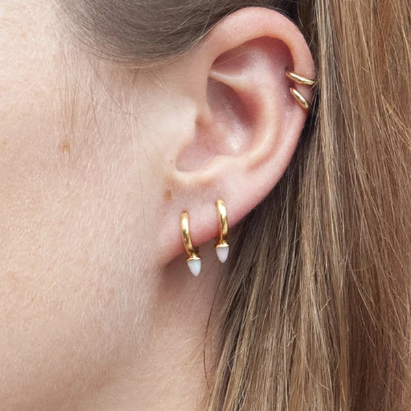 

Gold Filled mini hoop earring in 925 sterling silver turquoises white opal jewelry for Women mini spike cute hoop earrings