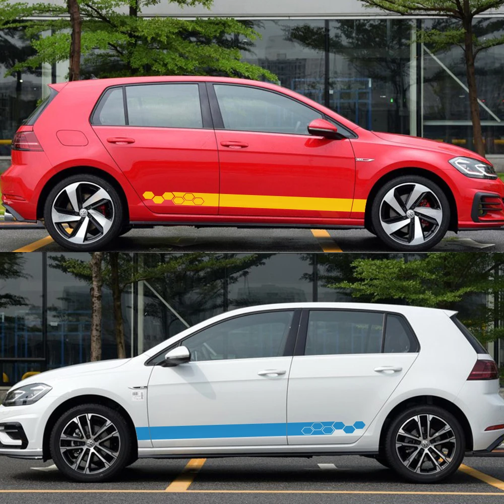 2 шт. боковой Стикер для двери автомобиля для Volkswagen VW Golf 7 5 4 6 MK7 MK5 Passat B6 B7 B5 Polo 6R 6N T5 Jetta 6 Touareg Bora аксессуары