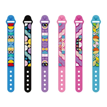 

6 Styles Soft Rubber Creative DIY Dots Bricks Kids Block Bracelet Wristband Adjustable Length Educational Blocks Toys For Gifts
