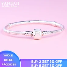 Скидка 98%! Бесплатная отправка сертификат подлинный 100% 925 пробы Серебряный базовый браслет-цепочка в виде змеи и браслеты ювелирные украшен...(China)