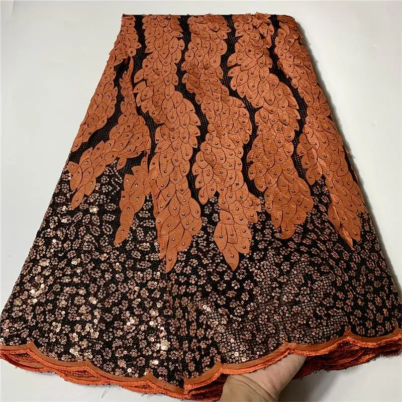 

Latest Design African organza Lace Fabric 2020 Nigerian Laces Fabric High Quality French Lace Fabric For Brown color Women Dress