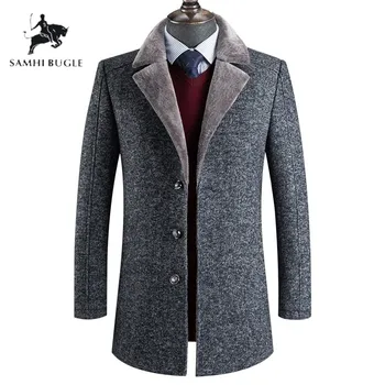 

2020 new arrival winter high quality wool thicked trench coat men,men's gray wool jackets ,plus-size M-4XL