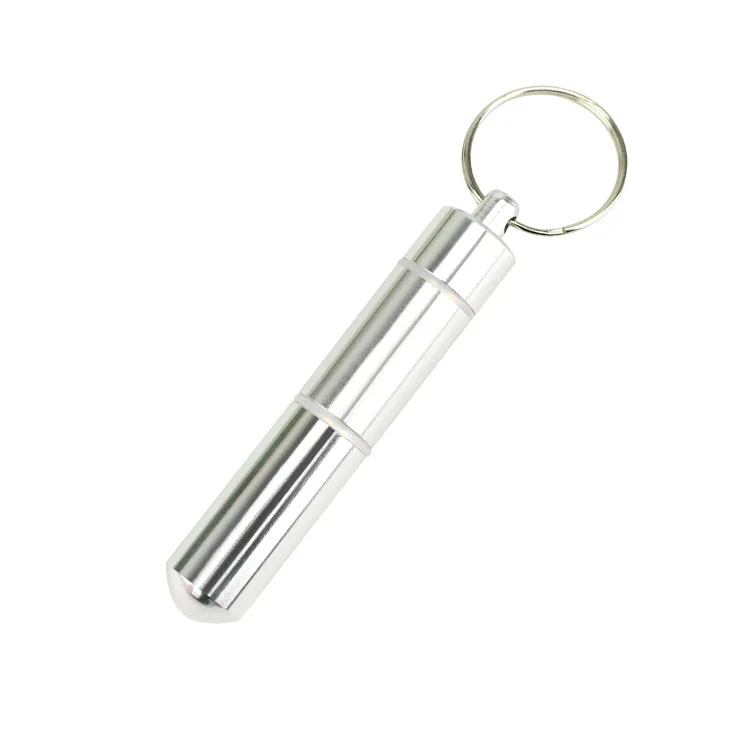 

Outdoor Aluminium Alloy Medicine Pot Convenient Medicine Barrel Keychain First Aid Pill Bottle Support Customization 78*14 Size