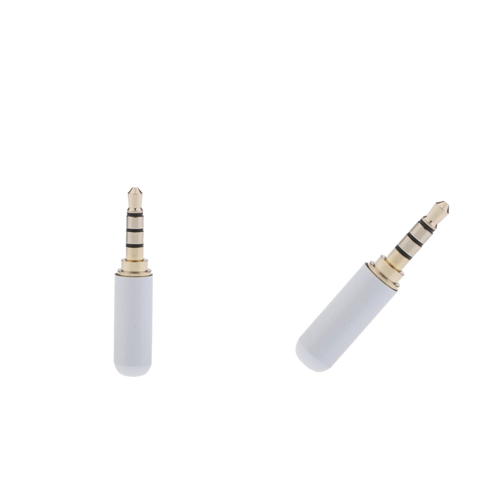 2Pack 3.5mm 4 Pole TRRS Male Plug headphone Jack Cable Connector, White Wire Connector Heaphone Plug Earphone Jack