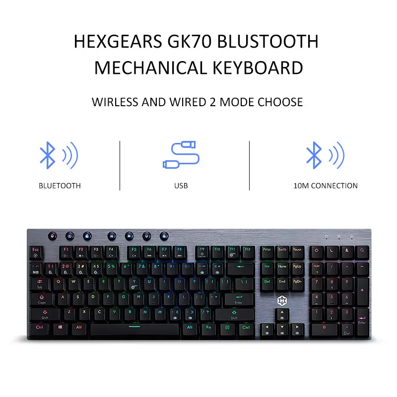Игровая механическая клавиатура HEXGEARS GK70 с RGB подсветкой портативная
