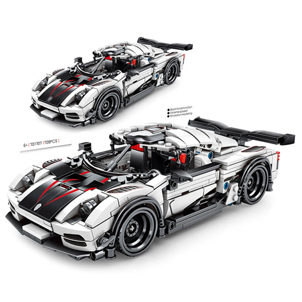

728pcs Super Racing Car Building Blocks Toys City Pull Back Mechanical F1 Racing Car Funcation Model Car Bricks dropshipping
