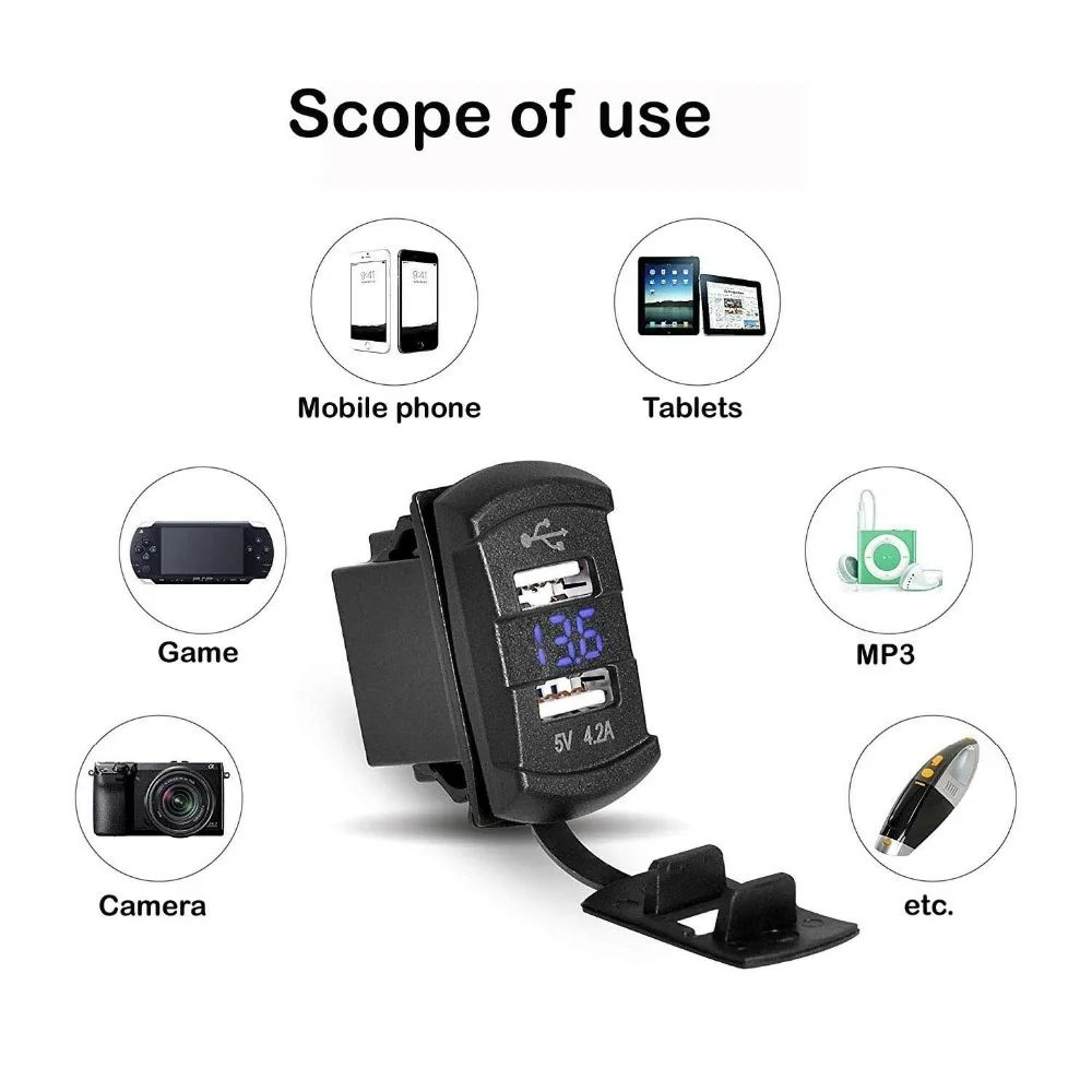UTV ATV автомобильное зарядное устройство двойной USB переключатель светодиодный фонарь порт питания проводка Пигтейл для Can-AM Maverick X3 can am для Polaris RZR Ranger
