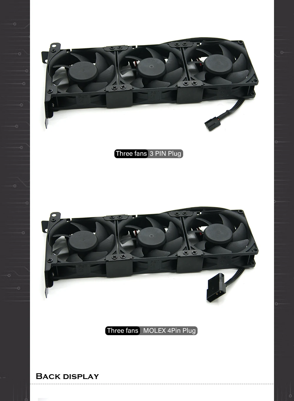 e 3 ventiladores, plugue de 3 pinos opcional, MOLED 4Pin, 8025