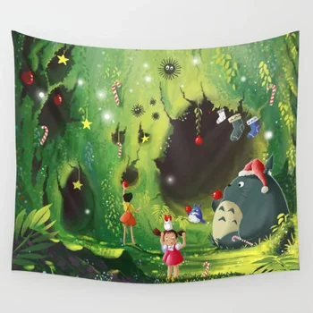 

Totoro Christmas Wall Tapestry Wall Hanging Tapestries Bedspread Towel Throw Window Curtain Table Cloth Family Home Decoration