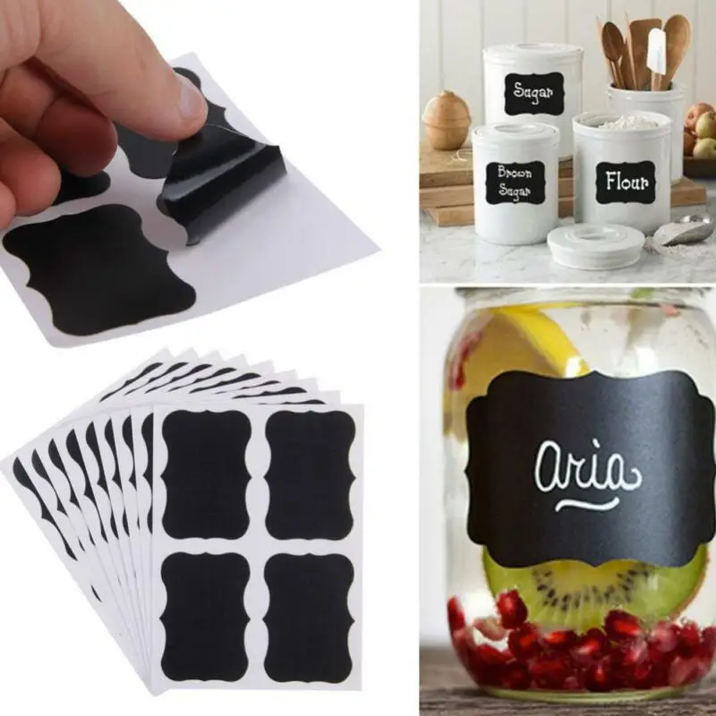 

36pcs Cheap Small Chalkboard Chalk Black board Mason Jar Label Sticker Tags Stickers Chalkboard Bottle Home Wall Decor