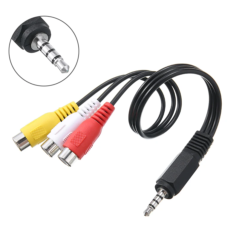 Mini Aux штекер в 3 RCA гнездо адаптер аудио конвертер видео AV A/V кабель 5 мм разъем Шнур