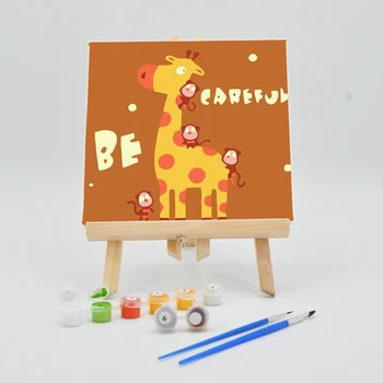 

Canvas Oil Paintings By Numbers For Kids 20×20cm With Frame Kits Cartoon Giraffe Pictures DIY Acrylic Paint Arts Child Coloring