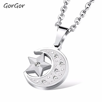 

GorGor Hot Sale Stylish Psrsonality Durable Gift Star Moon Titanium Steel Summer Men's Pendant Accessories Necklace 1078