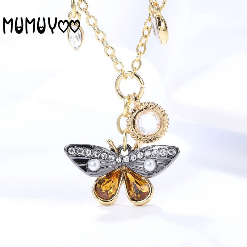 

Fashion jewelry high quality swa, glamour and elegant gold color butterfly fashion exquisite crystal women pendant necklace