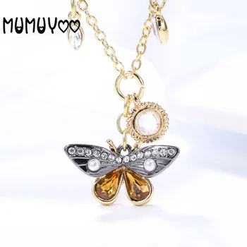 

Fashion jewelry high quality swa, glamour and elegant gold color butterfly fashion exquisite crystal women pendant necklace