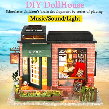 

Realistic Bookstore Shape Home Indoor DIY Toy Non Toxic Wooden Model Kids Simulation Educational Doll House Assembly Miniature