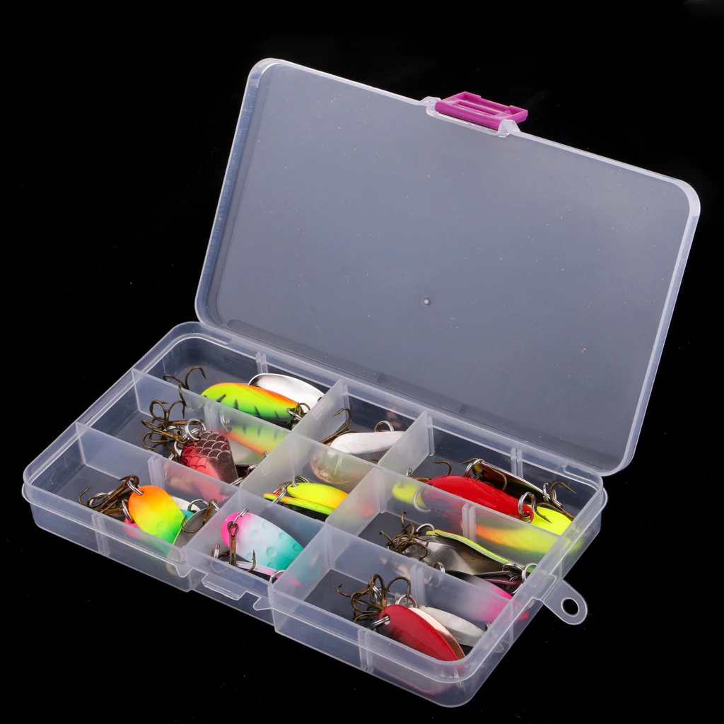 30pcs Spoon Fishing Lures Bass Trout Salmon Lure Metal Bait Spinner Baits