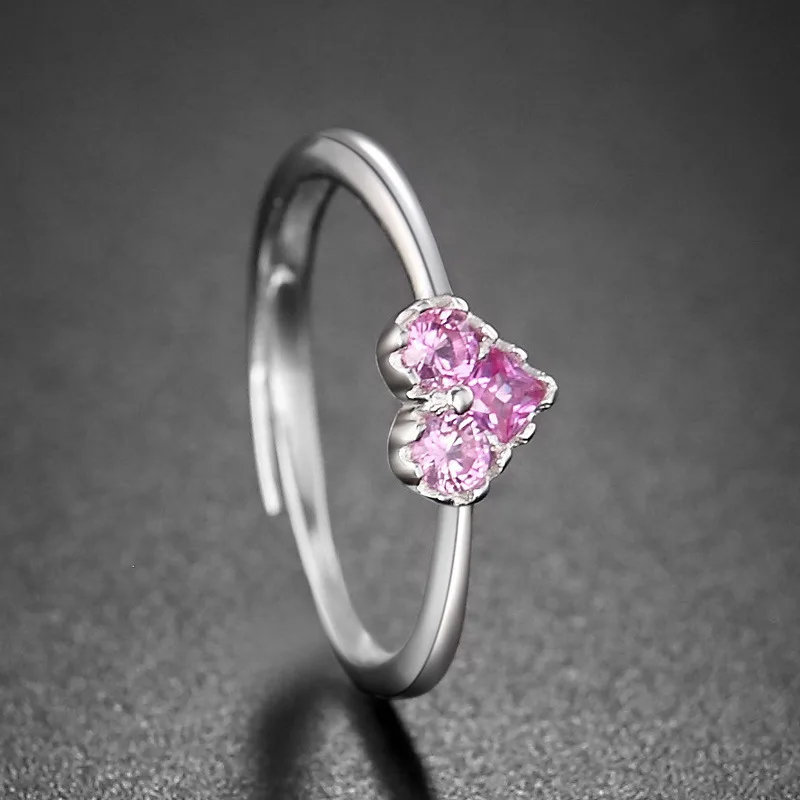 Jellystory, модные открытые кольца, 925 пробы, серебряное, в форме сердца, аметистовое кольцо с камнями для женщин, хорошее ювелирное изделие, подарки на свадьбу