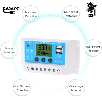 

Hot 10A 12V/24V Solar Charge Controller LCD Display Auto Regulator Timer Solar Panel Battery Lamp LED Lighting Overload Protecti