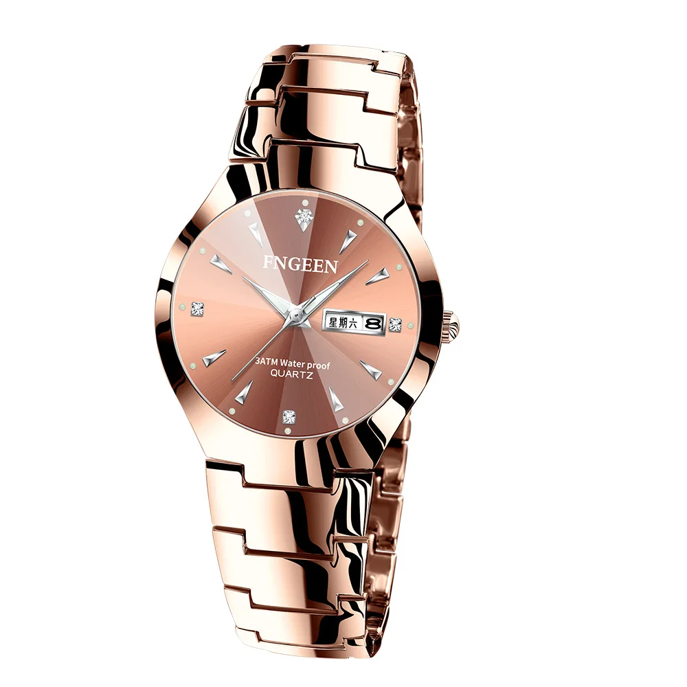Корейская версия простой моды Вольфрамовая сталь студенческие часы Мужские Женские часы пара водонепроницаемые ультра-тонкие кварцевые мужские - Цвет: Men-204