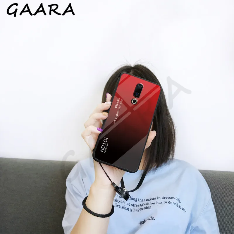 

Gradient Tempered Glass Case For Meizu 16th Plus 16x 16s Cover Protective Fundas For Meizu M5 M6 M8 M9 Note M5s M6T X8 Back etui