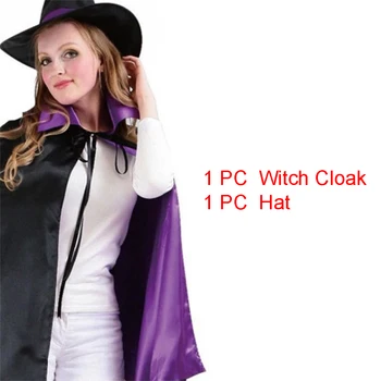 

Women Performance Hat Gift Halloween Props Satin Game Dance Party Masquerade Adult Cape Cosplay Witch Costume Cloak Set