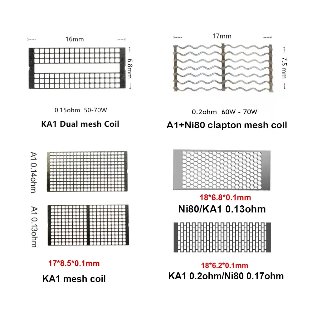 (10pcs/box) 18*6.2*0.1mm Ni80 0.17ohm KA1 0.2ohm dual clapton mesh coil for Zeus X RTA kylin m/For Profile Rdta