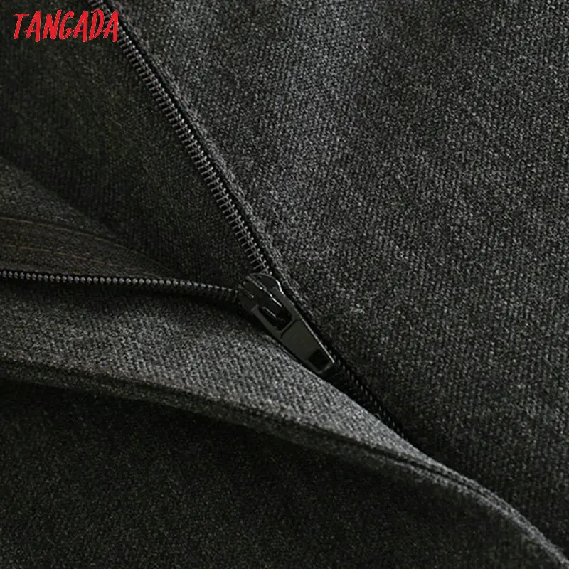 Tangada Модный женский серый костюм брюки Брюки с карманами на молнии Новое поступление офисные женские длинные брюки pantalon 2W57